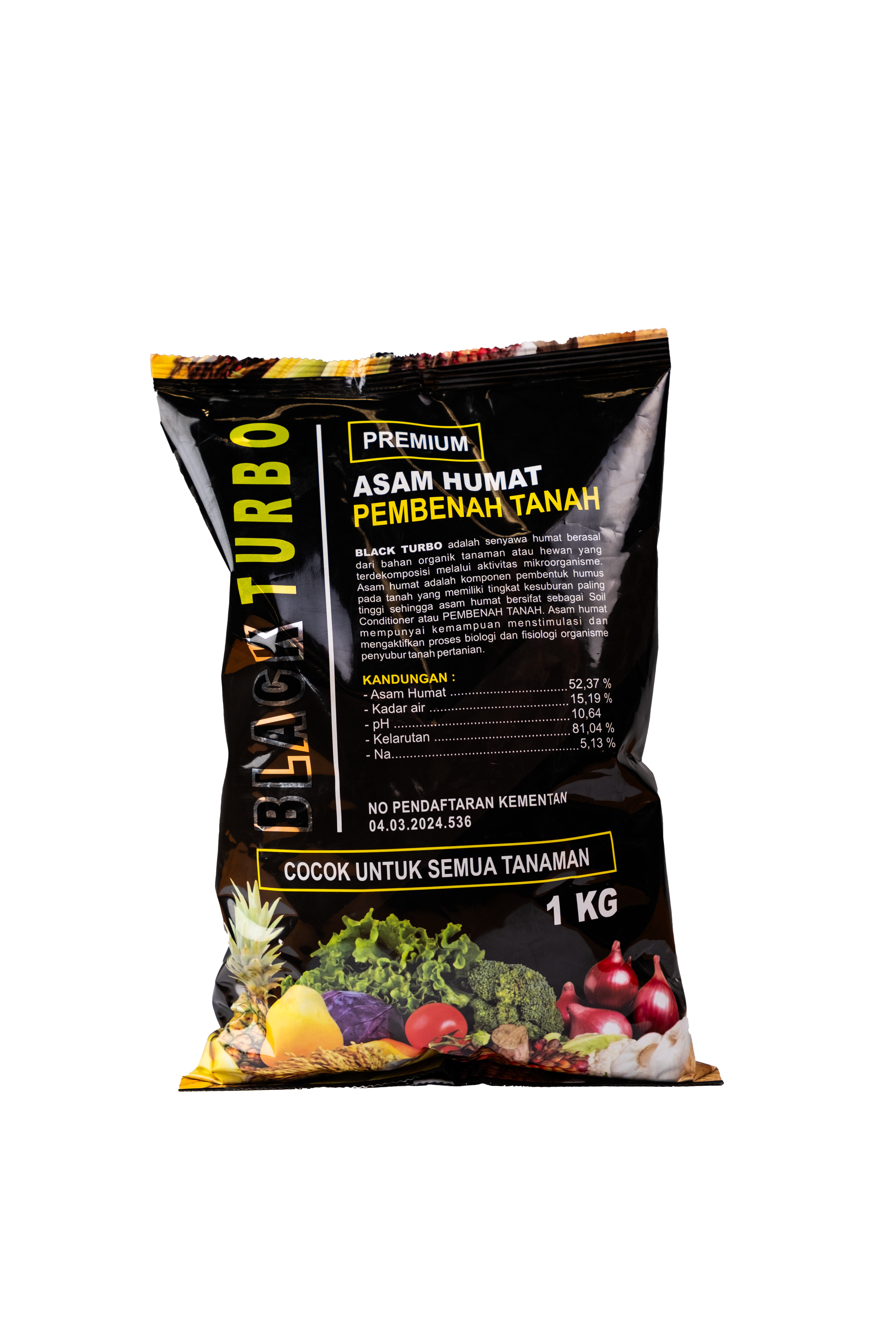 Kemasan BLACK TURBO asam humat pembenah tanah 1 kilogram